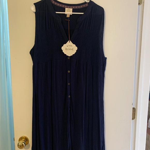 Knox Rose Navy Blue Shirred Bodice Dress/Tunic XL NWT - Picture 3 of 3